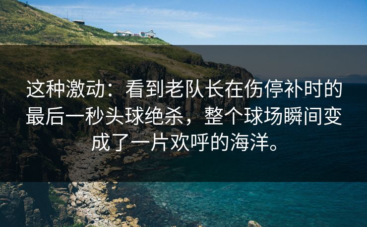 这种激动：看到老队长在伤停补时的最后一秒头球绝杀，整个球场瞬间变成了一片欢呼的海洋。