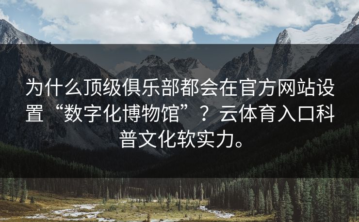 为什么顶级俱乐部都会在官方网站设置“数字化博物馆”？云体育入口科普文化软实力。